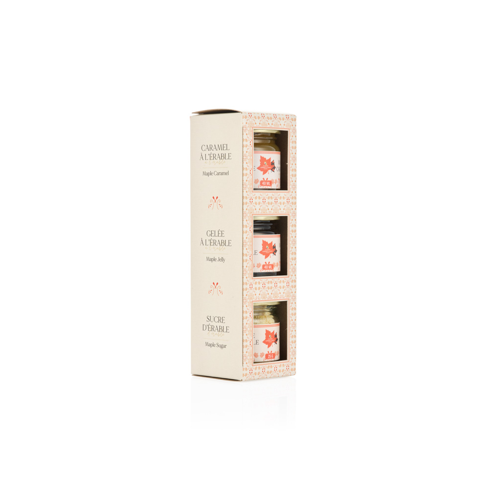 Trio - caramel à l'érable, gelée à l'érable, sucre d’érable